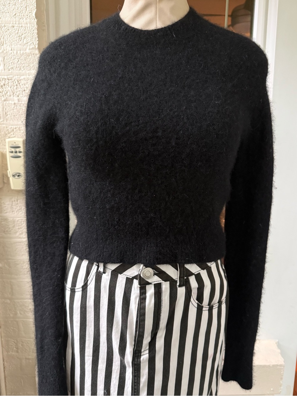 All Saints Black Wool Crewneck Sweater